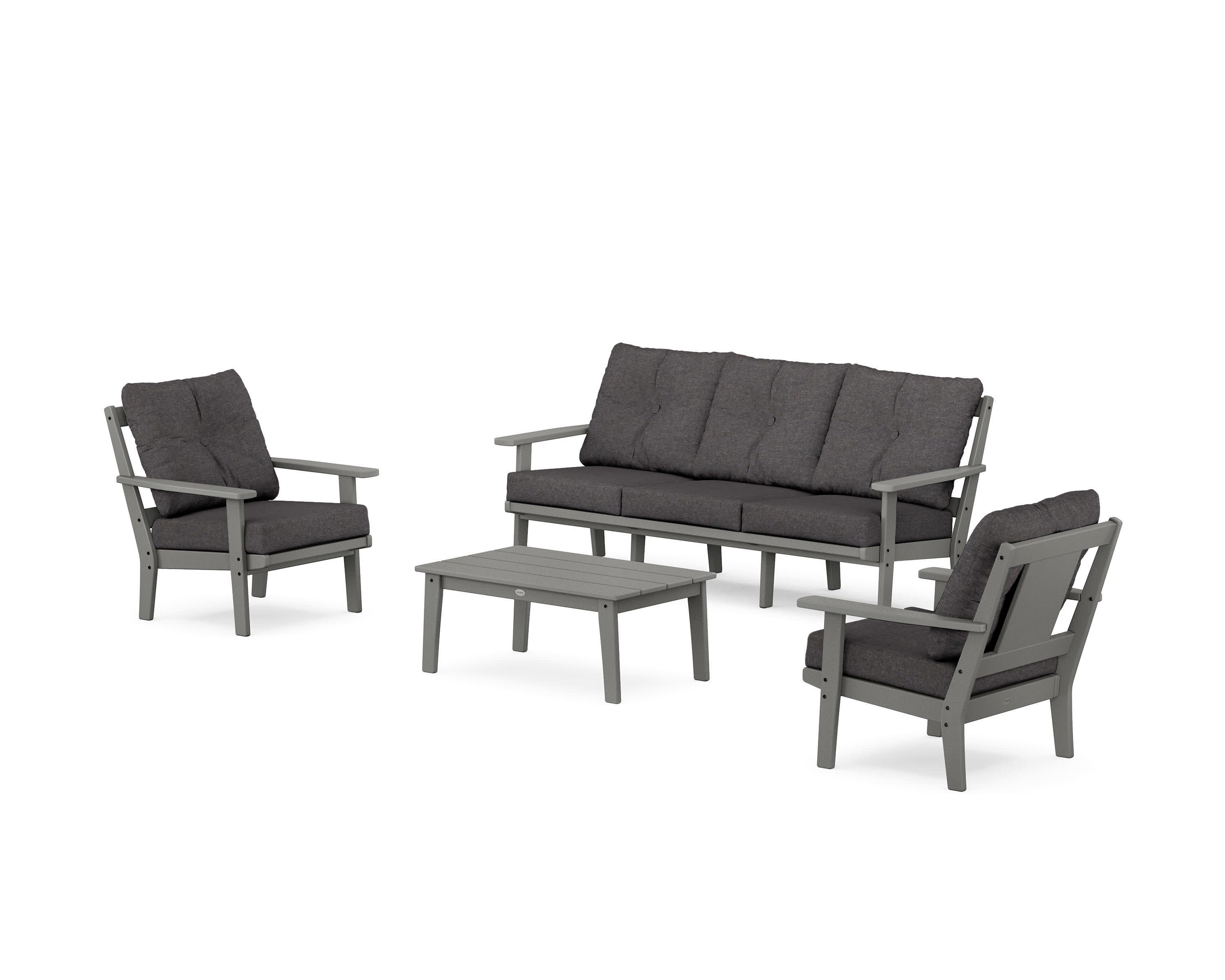 Prairie 4-Piece Deep Seating Set with Sofa in Slate Grey / Ash Charcoal
