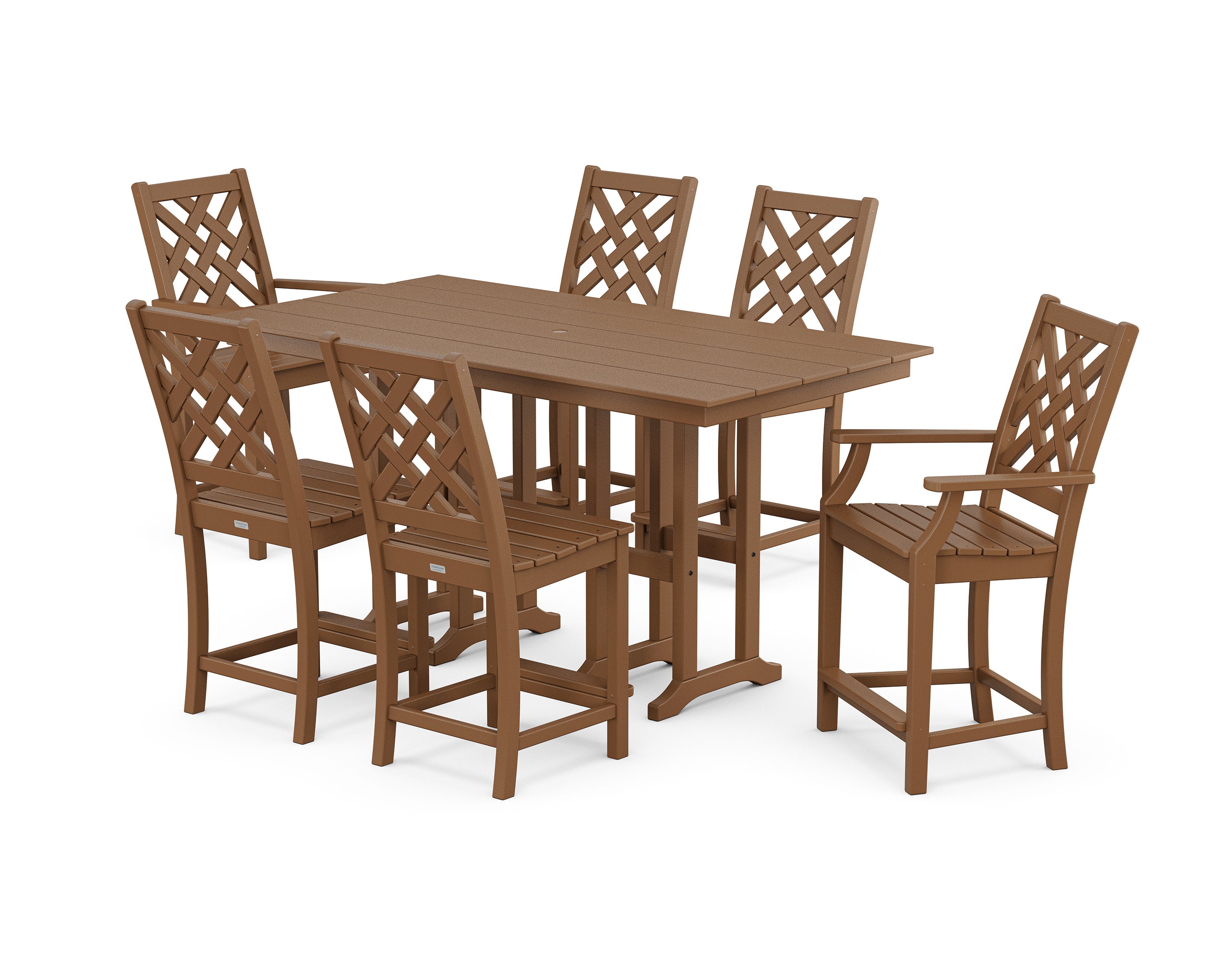 Wovendale 7-Piece Farmhouse Counter Set in Teak