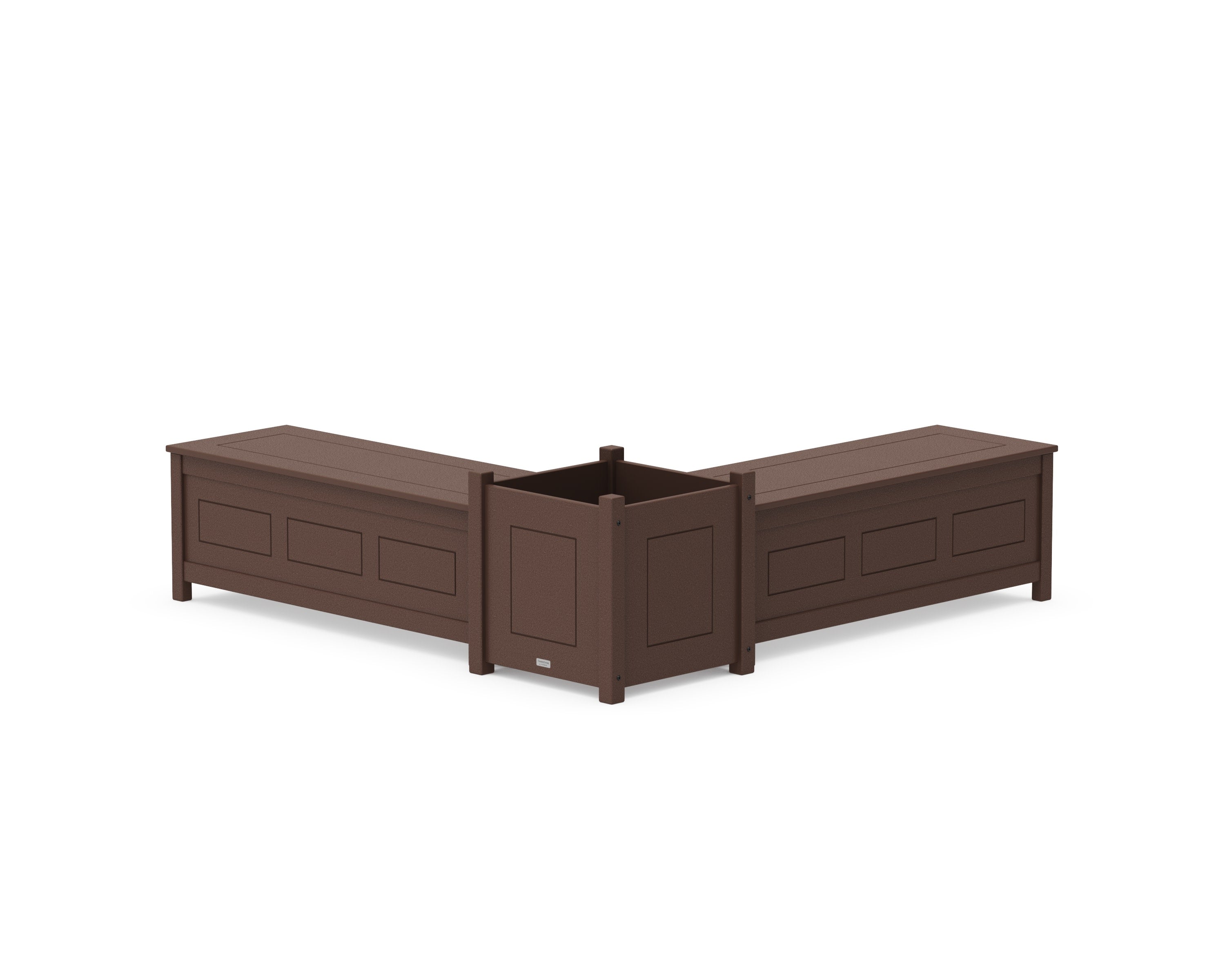 48" Country Living L- Shaped Planter Storage Bench Set- Large in Mahogany