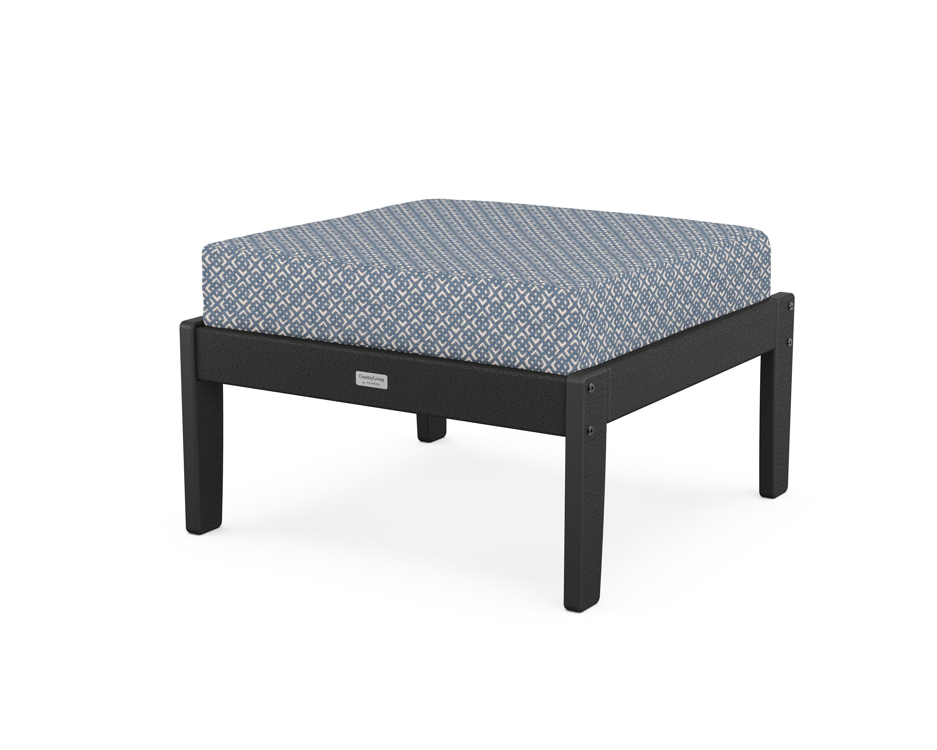 Cottage Deep Seating Ottoman in Black / Hopscotch