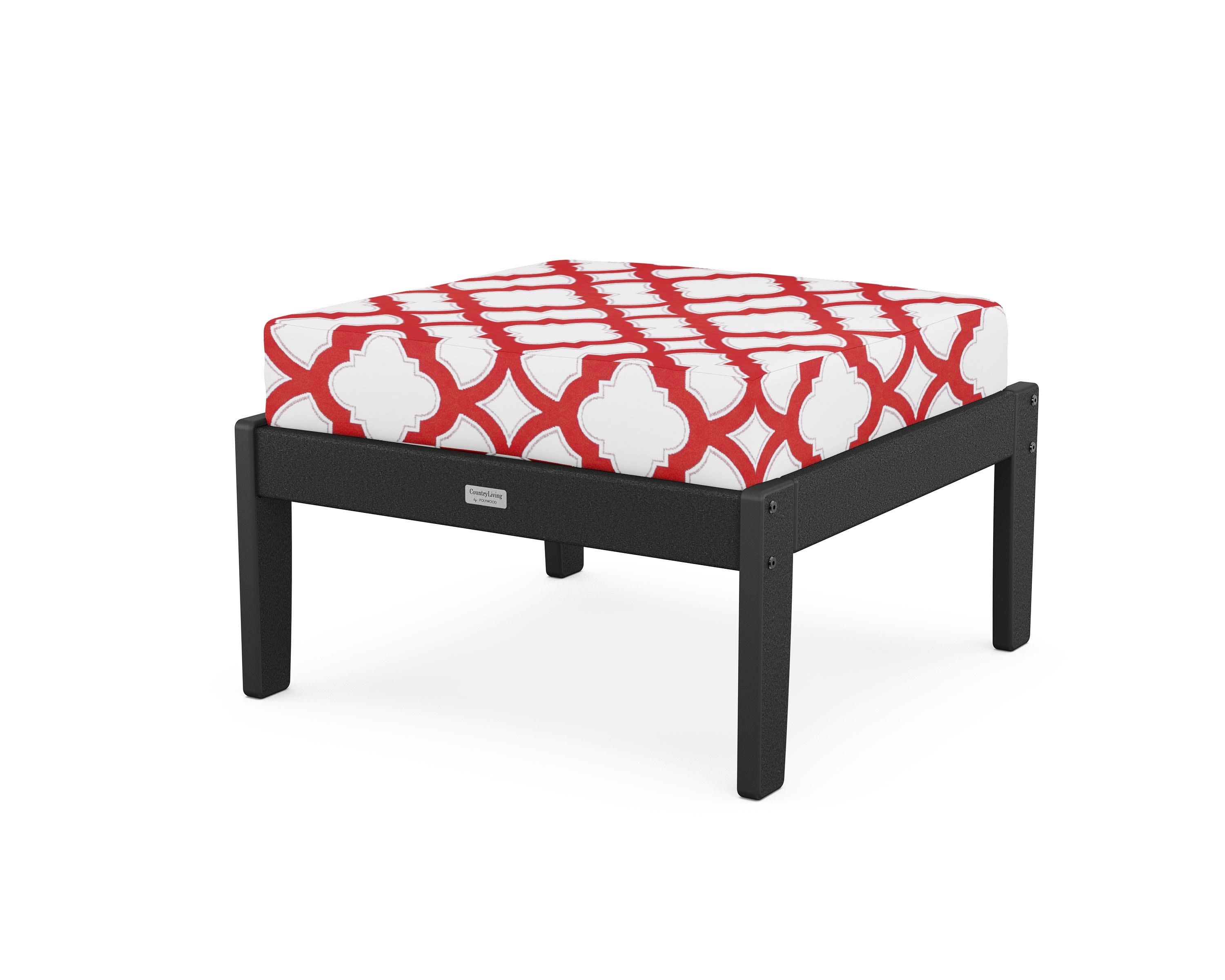 Cottage Deep Seating Ottoman in Black / Trellis Crimson