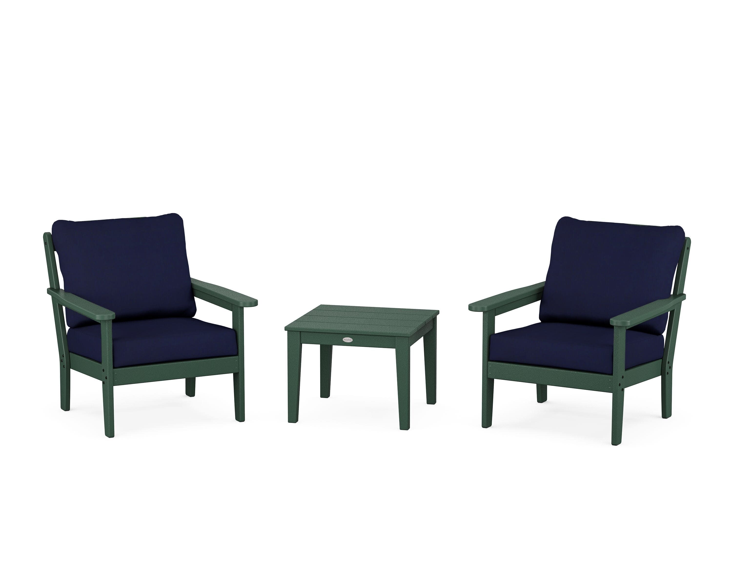 Cottage 3-Piece Deep Seating Set in Green / Navy